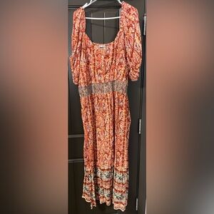 Devoted Almost like new Orange Paisley Long Sleeve Dress 4X
